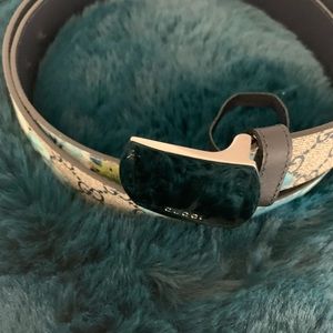 Mens Gucci Supreme GG Canvas Bloom Print Blue Flower Belt size 115
